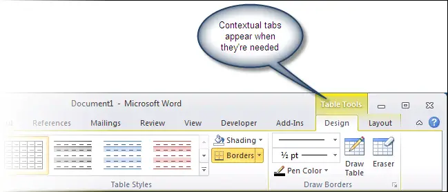 microsoft word toolbar tabs