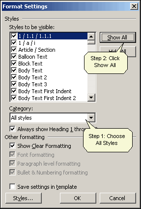 where is the styles pane in word