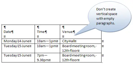 microsoft word vertical alignment table cell