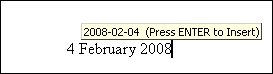 Word tries to 'complete' dates for you