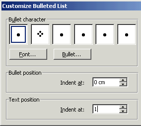 square bullet points for word 2010