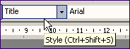 After you choose Title from the drop-down list, the Style box will say 'Title'.