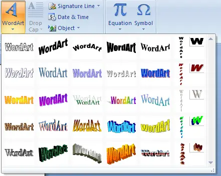 WordArt in Word 2007