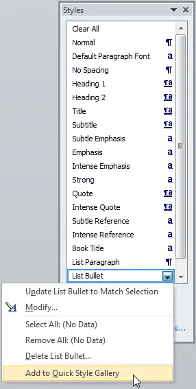 where is the styles pane in word 2013