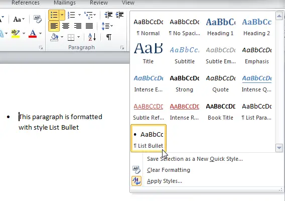 shortcut for bullet points in word mac 2008