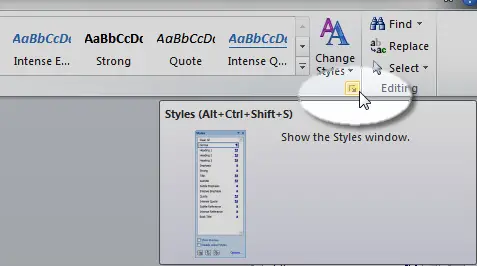 how to add center style set in word