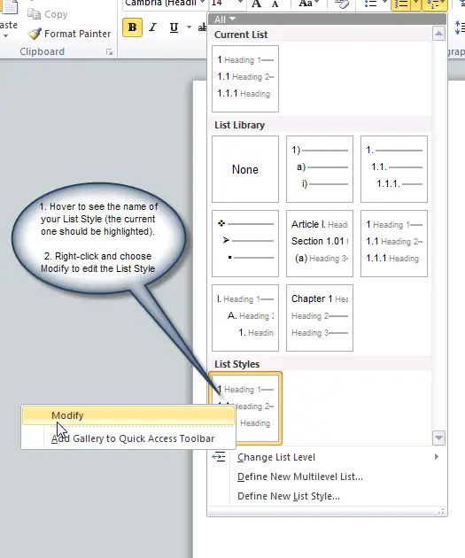 create custom heading styles in word