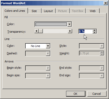 Un-tick the Semitransparent box when formatting a watermark